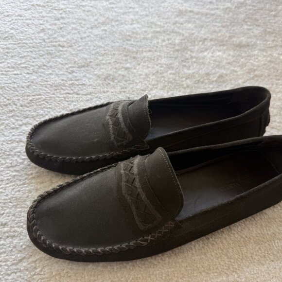 Bottega Veneta Men’s Suede Intrecciato Loafers - 42.5 (US Men\'s 9) - Truffle